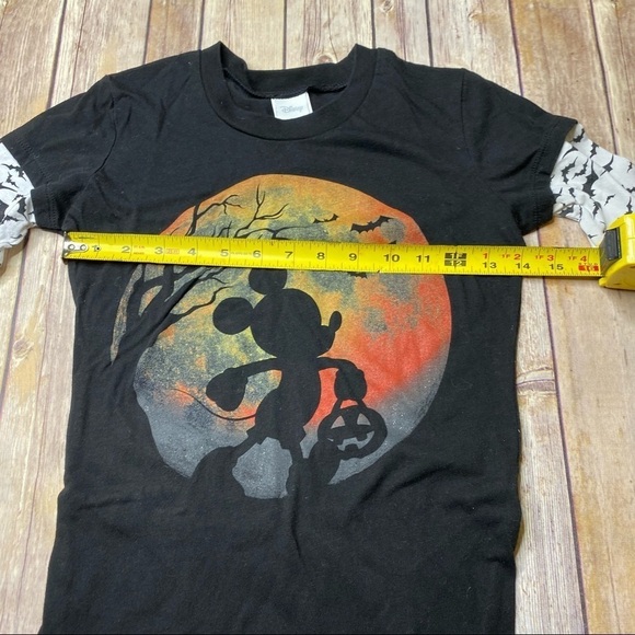 Disney Juniors Small Mickey Mouse Halloween Long Sleeve Shirt Black Silhouette - Picture 2 of 8